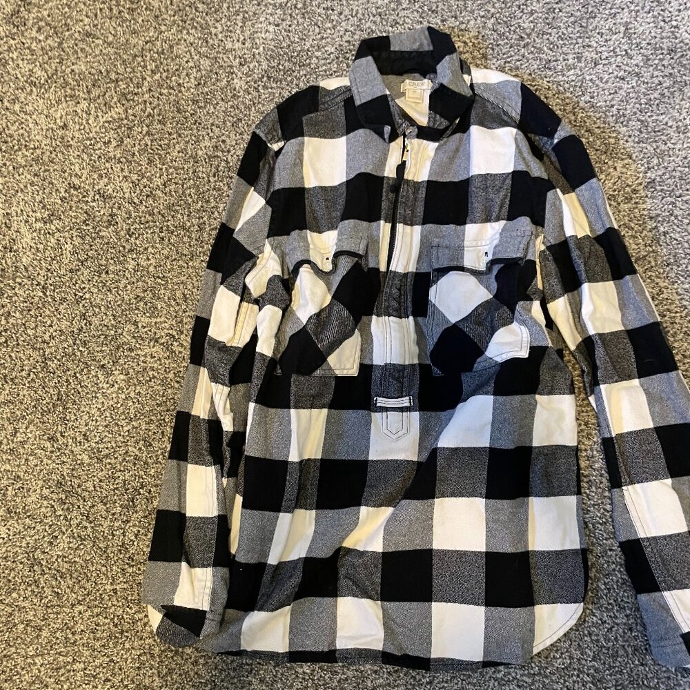 JCrew Half Zip Flannel Plaid Pull Over